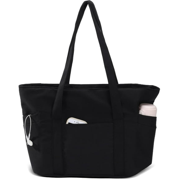 Kwuty Tote Bag for Women, Travel Essentials Large Tote Bag with Zipper, Top Handle Handbag for Travel, Work