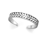 Toe Ring Braid Wheat Design Antiqued Sterling Silver