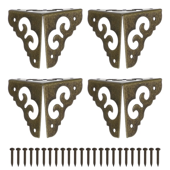 4Pcs Vintage Brass Corner Protector 1.2 Inch Triangle Safety Guards Metal Corner Protector (Oxidized Teal)