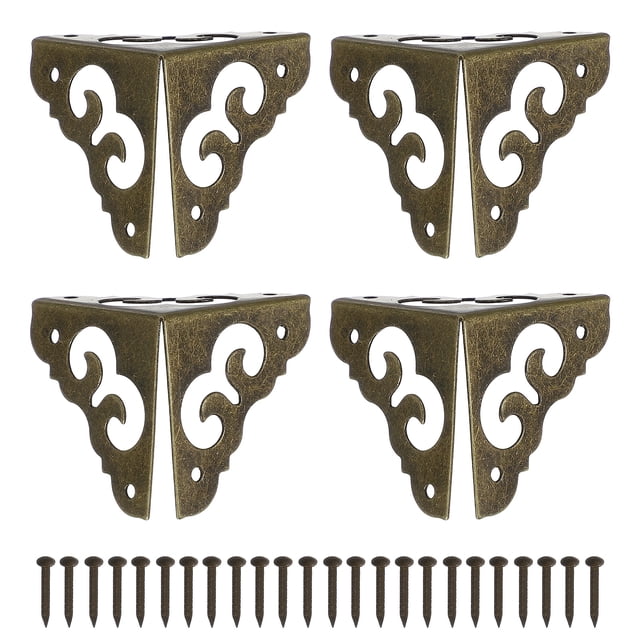 4Pcs Vintage Brass Corner Protector 1.2 Inch Triangle Safety Guards Metal Corner Protector (Oxidized Teal)