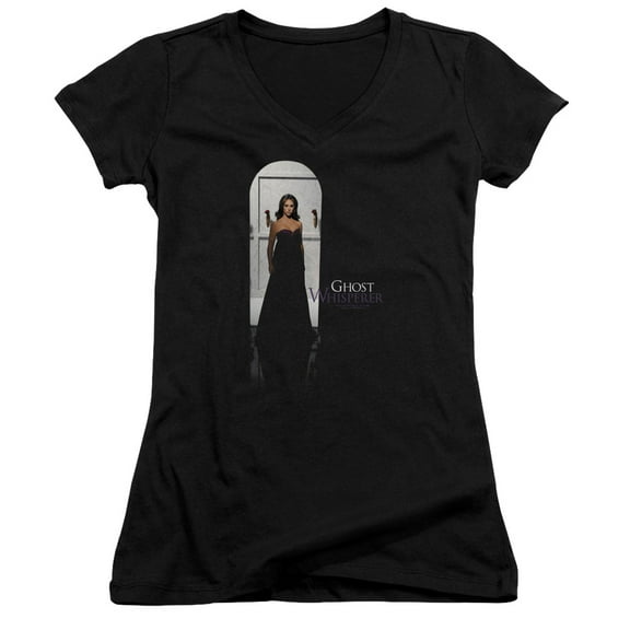 Ghost Whisperer Doorway Junior Women's V-Neck T-Shirt Black