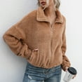 thumbnail image 2 of Women's Zip Up Shearling Hooded Cropped Teddy Jacket Coat, 2 of 2