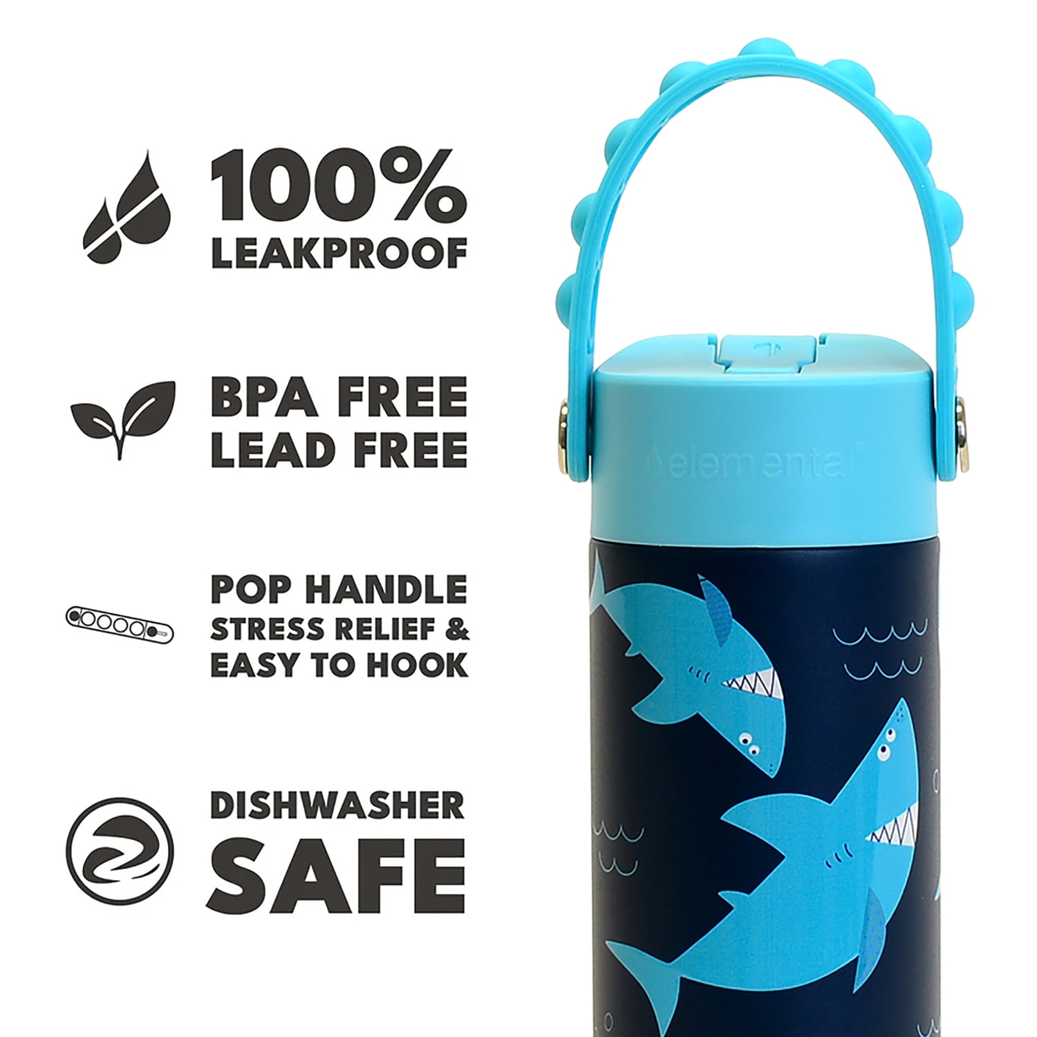 Elemental Core Pop 18 oz Sharks Ahoy Stainless Steel Water Bottle