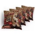 thumbnail image 5 of Ambesonne Leopard Throw Pillow Cover 4 Pack, Big Cat on Sectional Sofa, 24", Red Apricot Dark Salmon, 5 of 7