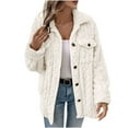 thumbnail image 2 of Ounisa Winter Fleece Heating 2025 Jacket for Women Button Down Stand Collar with Pockets Coats, 2 of 8
