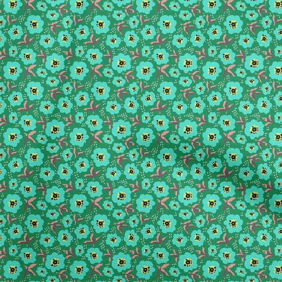 oneOone Georgette Viscose Green Fabric Floral Retro Quilting Supplies Print Sewing Fabric By The Yard 42 Inch Wide