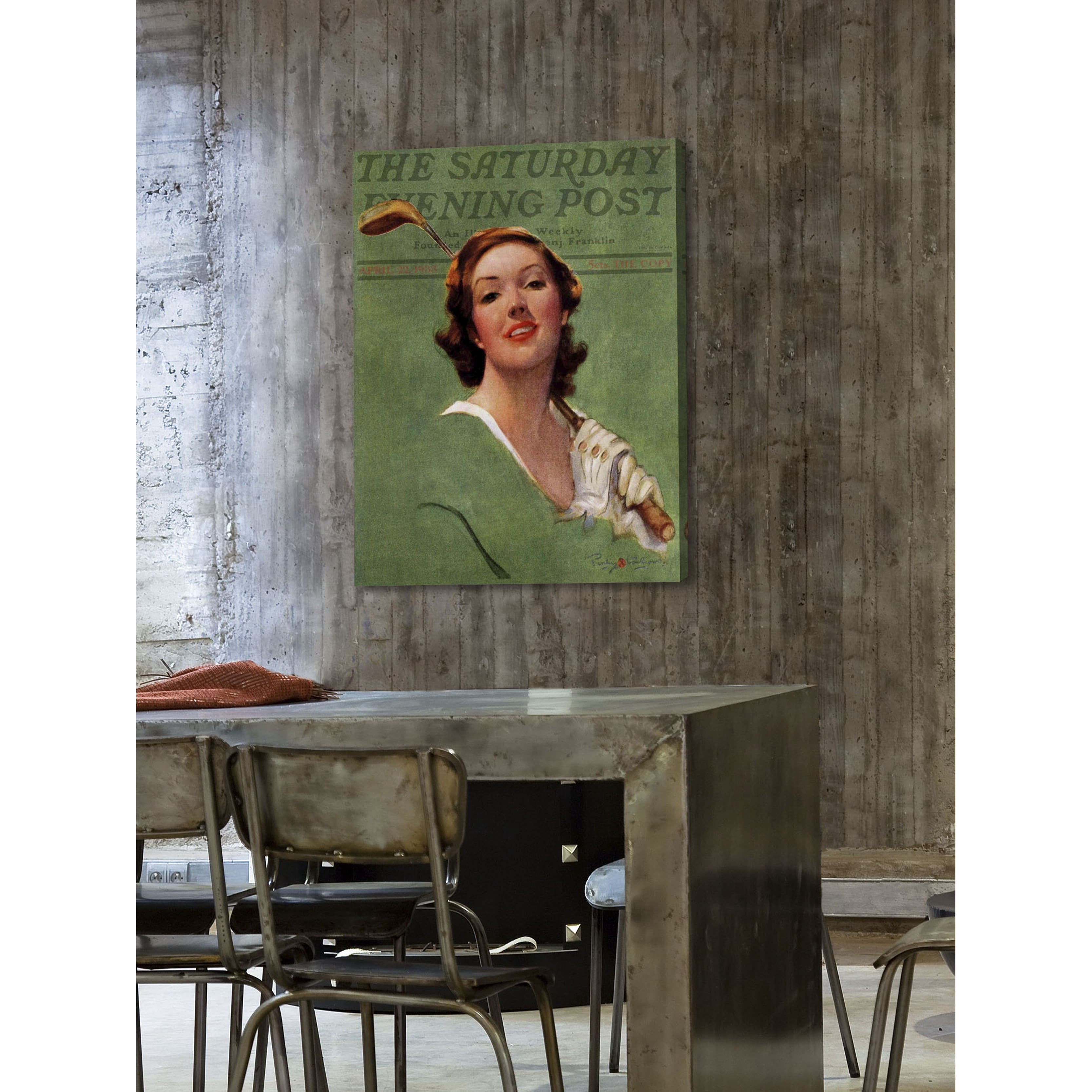 Marmont Hill Portrait of Lady Golfer by Penrhyn Stanlaws Painting Print on Canvas