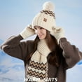 thumbnail image 5 of SYMOID Womens 3-Piece Winter Beanie Scarf Gloves Set - Knit Warm Beige, Touchscreen Fingertips, Faux Faux Fur Pom Pom, Windproof Cuff, Skin-Friendly Nylon Spandex,Size Free Size, 5 of 9