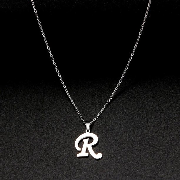 Collar de acero inoxidable 316L para mujer, colgante con 26 letras de la A la Z, inicial minimalista, alfabeto grande, regalo de joyería