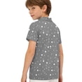 thumbnail image 5 of longantii Boys' Polka Dot Polo Shirts Short Sleeve Button Closure Collared Golf Tee Summer Casual School Uniform Daily Wear Gray 6-7 Years, 5 of 6