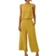 thumbnail image 1 of ICHUANYI Clearance2PC Fashion Woman Round Neck Solid Sleeveless Blouse +Loose Pockets Pants Sets(Yellow, S) ICHUANYI WER20232080500409, 1 of 7