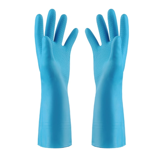 Guantes de cocina gruesos y cálidos con puños largos de goma para lavavajillas para limpieza intensiva