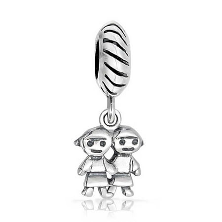 Sisters Family Friends Forever Bff Dangle Charm Bead For Women Oxidized 925 Sterling Silver Fits European