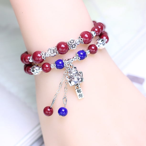 Accesorios envueltos doble estilo étnico pulsera de cerámica pulsera de cuentas mujer alto sentido