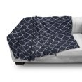 thumbnail image 3 of Navy Soft Flannel Fleece Blanket, Shell Pattern with Half Circled Lines Like Ocean Waves Nautical Modern Illustration, Cozy Plush for Indoor and Outdoor Use, 60" x 80", Indigo White, by Ambesonne, 3 of 6