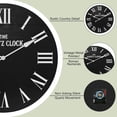 thumbnail image 3 of ARTPOWER Large Wall Clock 35.5” Shiplap Wall Clock with Roman Numeral, Nearly Non-Ticking, Round Wall Clocks for Living Room Decor, Office, Bedroom, Entrance, Black, 3 of 9