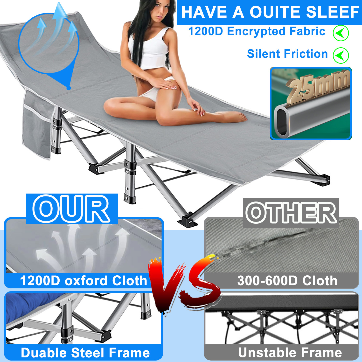 Camkey Folding Camping Cot with Pillow, 75 Inches photo 8