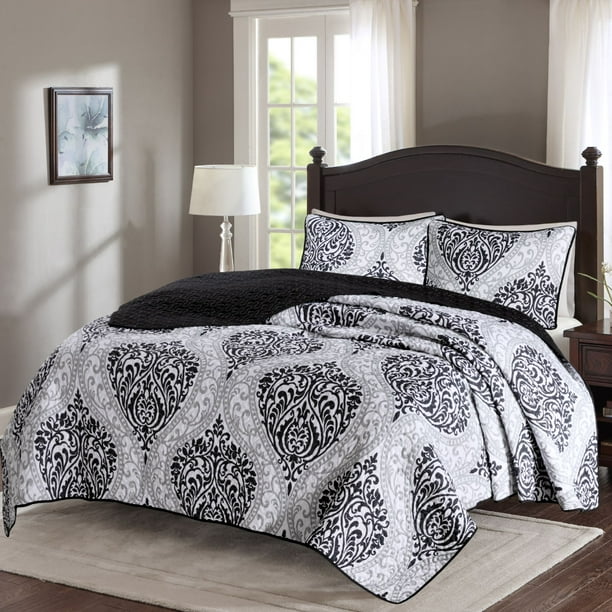 Comfort Spaces Coco Quilt Mini Set, Twin/Twin XL, Black/White Walmart