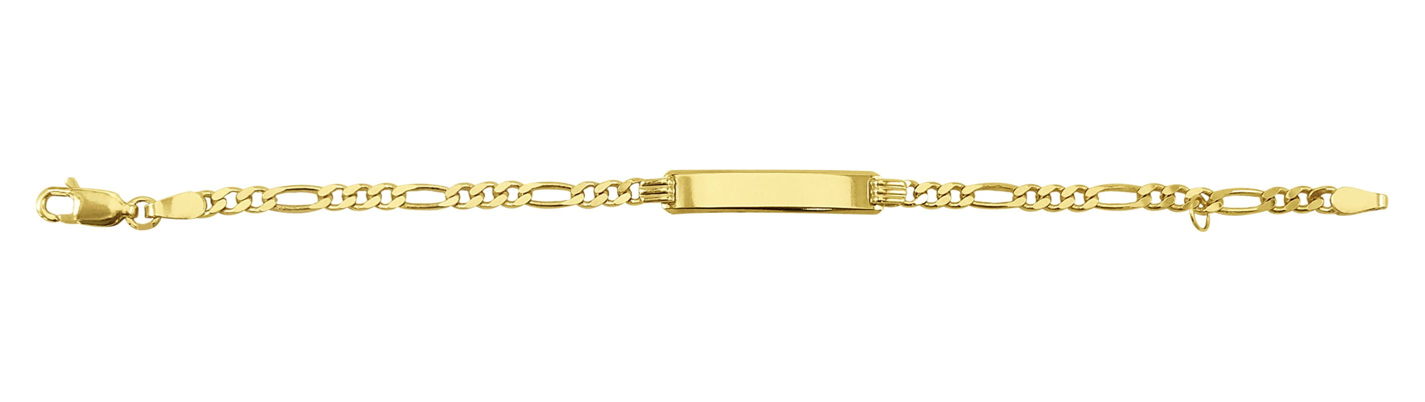 Brilliance Fine Jewelry 14K Gold Plated Sterling Silver Children's Figaro ID Bracelet, 5” +0.5”