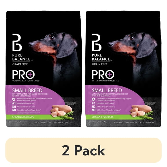 (2 pack) Pure Balance Pro+ Small Breed Chicken & Pea Recipe Dry Dog Food, 16 lbs