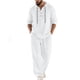 thumbnail image 2 of Ceisia Men's Loose Fit Cotton-Linen 2-Piece Set Hooded Henley Long Sleeve Shirt with Elastic Waist Wide Leg Pants Gifts, 2 of 8