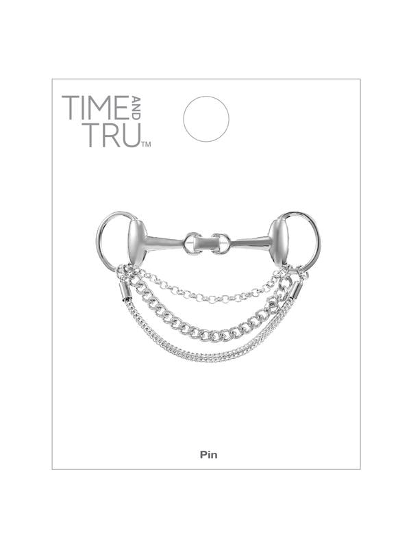 Time and Tru Silvertone Horse Bit Brooch, 1 Piece
