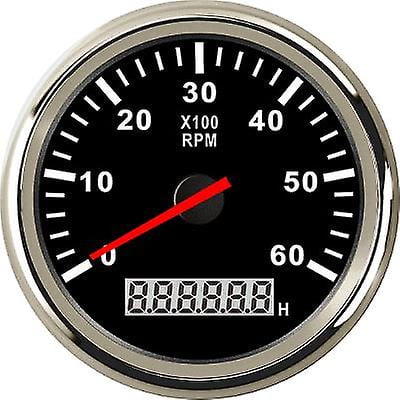 New 85mm Waterproof Boat Tacho Sensor Marine Tachometer With Hourmeter 3000 4000 6000 8000 Rpm Tachometer 12v/24v Red Backlight