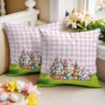 thumbnail image 2 of Easter Decorative Throw Pillow Covers 20x20 Inch Set of 2 Easter Eggs Bunny Home Decor Pillow Cases for Couch, Pink Plaid Rabbit Flower Leaves Cushion Case for Living Room Bedroom Bed Car Chair, 2 of 9