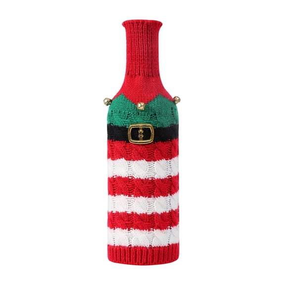Wadada Christmas Wine Bottle Covers,Ugly Sweater Wine Bottle Sweater Cover with Hat Knitted Dress Snowman Elk Santa Holiday Wine Bottle Sweaters Cover for Christmas Party Decorations