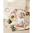 thumbnail image 2 of Blissful Diary Baby Play Gym Mat, Tummy Time Activity Mat with 6 Detachable Toys for Stage-Based Sensory & Motor Skill Development, Easy to Install & Clean, Baby Essentials Gift, Sandy Beige, 2 of 8