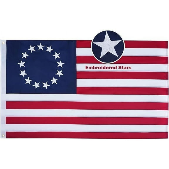FLAGWIN American Betsy Ross Flag 4x6 Heavy Duty for Outdoor,13 Stars with Embroidered and Sewn Stripes Colonies Primitive