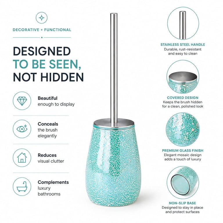 Natural Shell Toilet Brush and Holder Set – Handcrafted Mother of Pearl ...