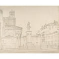 thumbnail image 2 of Friedrich von Nerly 18x15 Black Ornate Wood Framed Double Matted Museum Art Print Titled - View of the South Side of the Church of Santi Giovanni E Paolo in Venice, with Verrocchio's St, 2 of 5