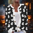 thumbnail image 2 of IYYVV Womens Halloween Cardigan Sweaters Ghost Print Button up Cardigans Fall Winter Warm Sweater Coats Black XL, 2 of 5