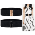 thumbnail image 2 of 2 Pack Wide Elastic Belts Stretch Black Waist Belts for Women Dress Belt, 2 of 7