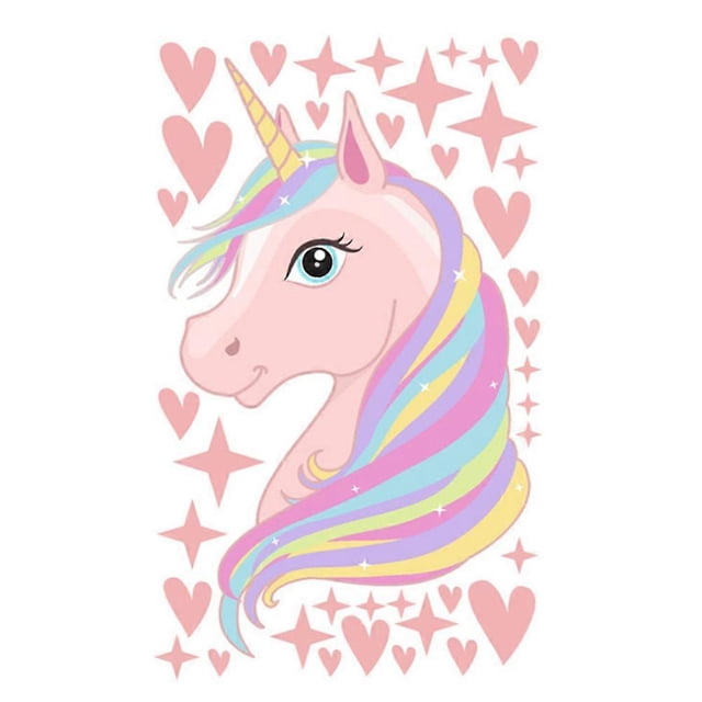 Pink Unicorns Pattern Stickers 60X36CM Wall Adhesive Childrens Room Decor Unicorn Shape 1Pack