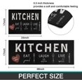 thumbnail image 3 of Black Kitchen Rugs and Mats Set of 2,Eat Good Live Well Laugh Often Kitchen Decoration Non Slip Super Absorbent Mats for Sink Waterproof Runner Rug for Laundry Room 17"x48"+17"x24", 3 of 6