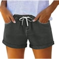thumbnail image 2 of Cagogo Women Casual Elastic Waist Flowy Loose Shorts for Summer Vacation Beach Travel Solid Drawstring Lounge Shorts with Pockets, Gray S, 2 of 6