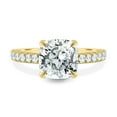 thumbnail image 2 of 2.00Ct Cushion Cut Moissanite Hidden Halo & Pavé Solitaire Engagement Ring, 18K Yellow Gold, US 4.5, 2 of 7