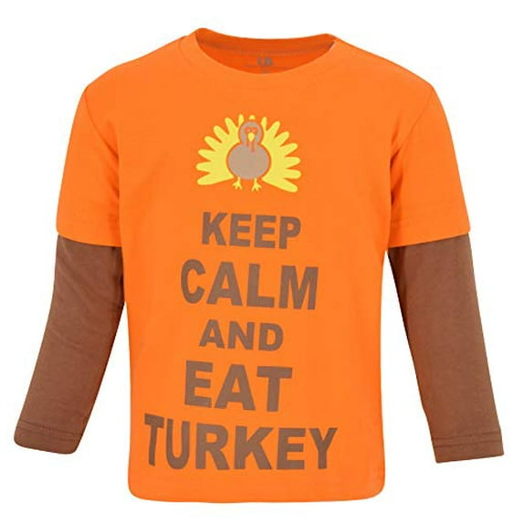 Unique Baby Boys Keep Calm Eat Turkey Long Sleeved Thanksgiving Shirt (6)
