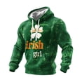 thumbnail image 1 of Ceisia Men's St. Patrick's Day Graphic Hoodie Casual Pullover | Distressed Dye "Irish Girl" Clover Print Dark Green Relaxed Hooded Top Gifts, 1 of 2
