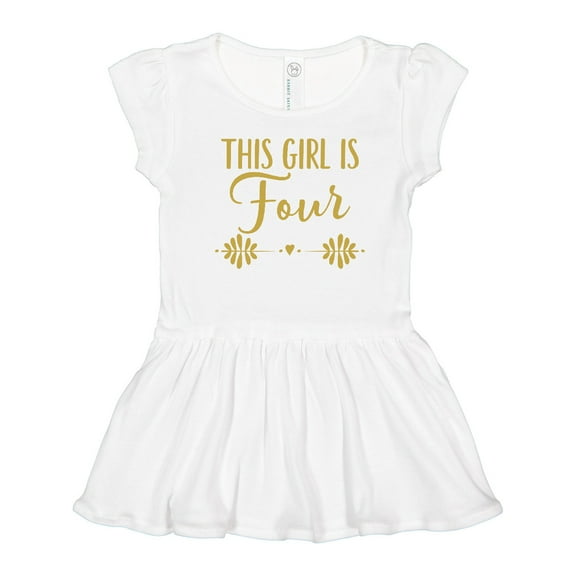 Inktastic 4th Birthday Gold 4 Year Old Party Girls Girls Toddler Dress