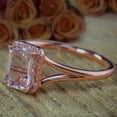 thumbnail image 4 of Sale: 1.25 Carat Peach Pink Real Morganite and Moissanite Split Shank Halo Engagement Ring with 18k Gold Plating, 4 of 6