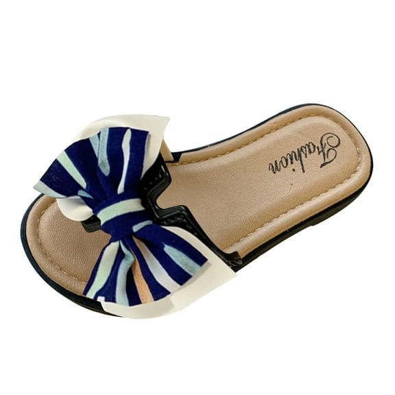 Quealent Slippers for Girls Shoes Kids Slides Girls Toddlers Shower Slippers Cute Open Toe Sandals Thick Sole Beach Pool Shoes Dark Blue,10