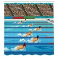 thumbnail image 3 of Ambesonne Cartoon Shower Curtain, Olympics Swimming Race, 69"Wx70"L, Blue Beige Red, 3 of 5