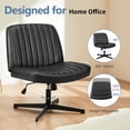 thumbnail image 2 of Demi Bonn Criss Cross Legged Chair, Armless Office Desk Wide Seat No Wheels, Swivel Height Adjustable, 300 lbs Capacity, Comfortable, Black, 2 of 7