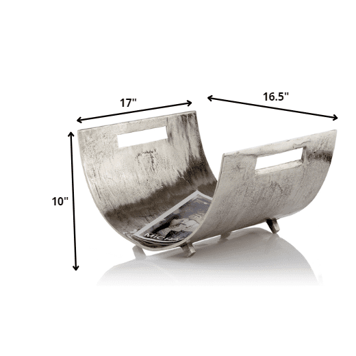 16.5" x 17" x 10" Raw Silver Magazine Basket