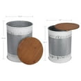 thumbnail image 3 of Farmhouse Accent Side Table, Rustic Storage Ottoman Seat Stool, Galvanized Antique Metal End Table Box Bin with Round Wood Lid, Coffee or Cocktail Table, Nesting Pieces Two (White Distressed), 3 of 6