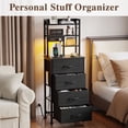 thumbnail image 4 of Satifur Tall Nightstand with Charging Station and LED Lights, Bedside Table with 4 Drawers and Bookshelf, Black, 4 of 7