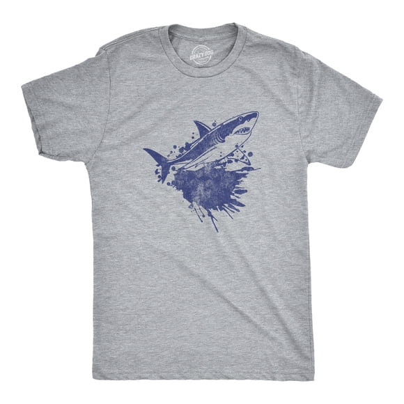 Mens Shark Ink Splatter T Shirt Funny Awesome Shark Week Lovers Tee for Guys (Light Heather Grey - SHARK) - L